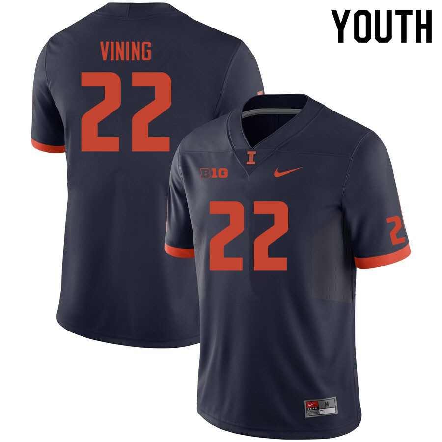 Youth #22 Peyton Vining Illinois Fighting Illini College Football Jerseys Sale-Navy